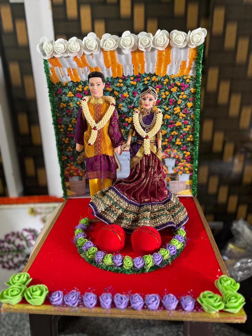 Royal Purple Couple Doll Decoration